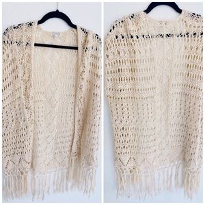 Charming Charlie crochet kimono